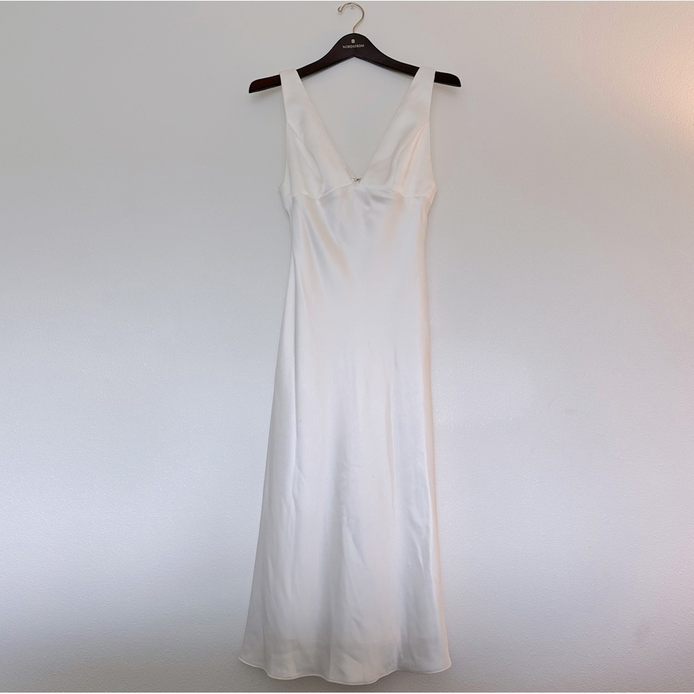 Amsale Satin V Neck Bridal Dress